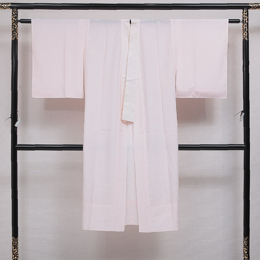 長襦袢 無双袖 身丈127cm 裄丈62cm 正絹 Sランク Mサイズ 居敷当て 無地 ピンク系 RP 1239-16577
