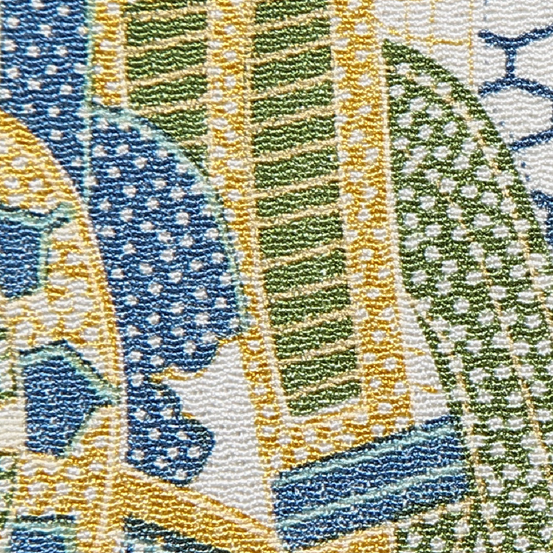 小紋 洗える着物 袷 身丈155cm 裄丈62cm ポリエステル Cランク Mサイズ 広衿 インフォーマル 御所車 亀甲 クリーム系 1215-16091