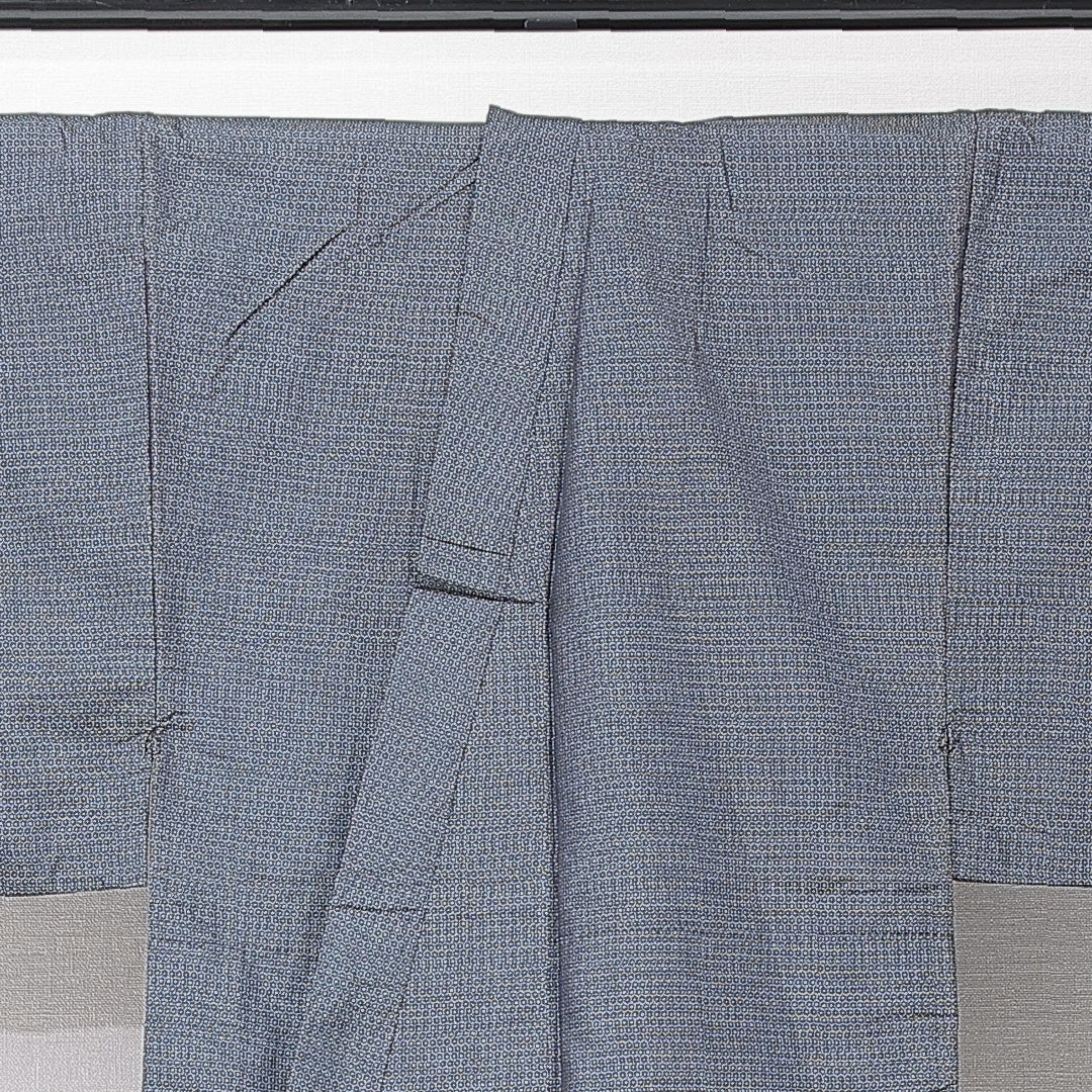 男着物 袷 身丈142cm 裄丈66cm 正絹 Aランク Mサイズ 棒衿 カジュアル 創作柄 茶系 1219-15238