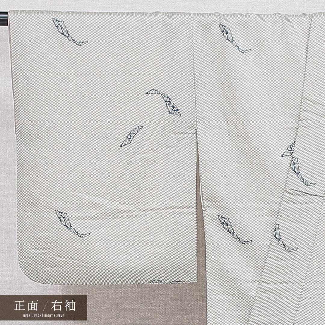 小紋 袷 身丈151cm 裄丈64cm 正絹 Cランク インフォーマル バチ衿 Sサイズ 短冊 クリーム系 HP 1221-16646
