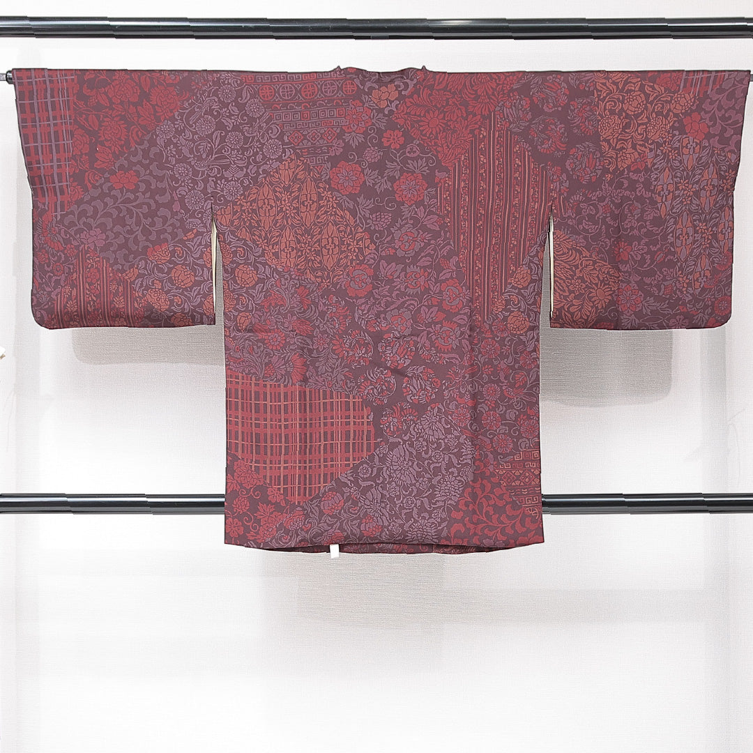 人気定番，爆買い 【ちどりや】美品 正絹 道中着コート 袷 広衿 身丈78cm/