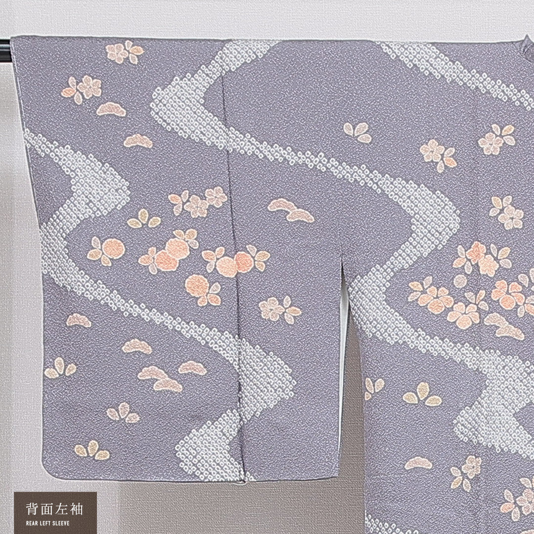 道行コート 袷 身丈80cm 裄丈63cm 正絹 Sランク カジュアル Sサイズ 証紙 創作柄 グレー系 RP 1237-16201