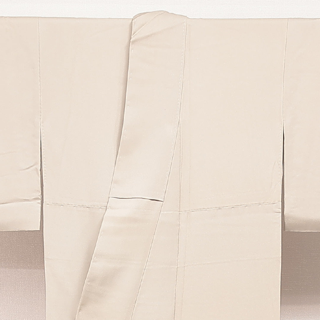 訪問着 袷 身丈155cm 裄丈63cm 正絹 Sランク Mサイズ 広衿 一つ紋(丸に違い鷹の羽) セミフォーマル 扇 椿 金駒刺繍 ベージュ系 1212-16872