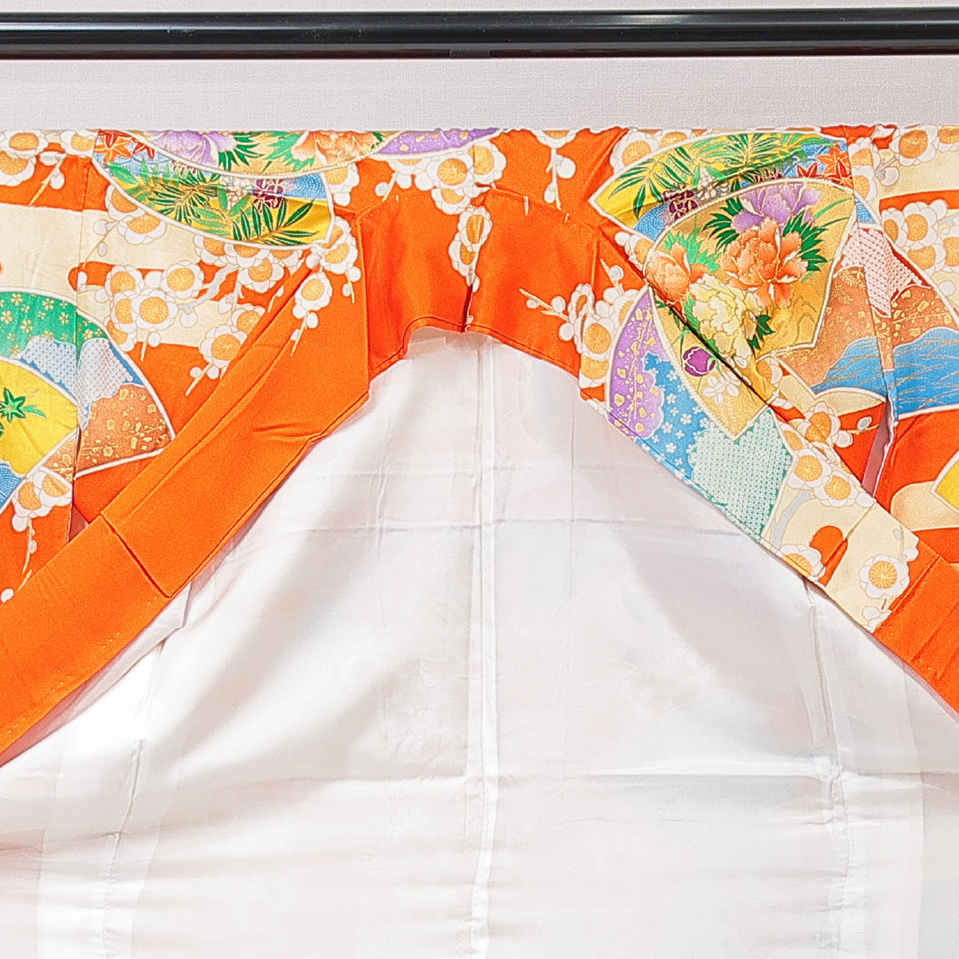 振袖 袷 身丈164cm 裄丈61cm フォーマル Cランク Lサイズ 正絹 広衿 鶴 菊 松 刺繍 金駒刺繍 1213-F0689