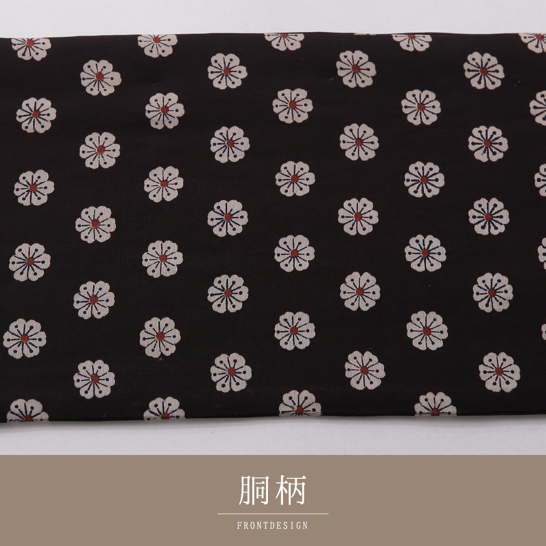 アンティーク 九寸名古屋帯 帯丈316cm カジュアル 名古屋仕立て 全通 帯芯なし Cランク 正絹 染め帯 菊 黒系 1224-03576