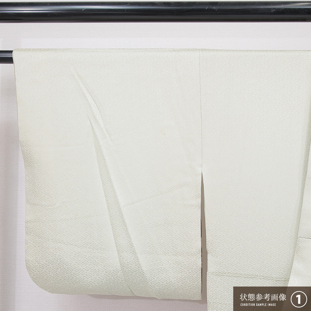 付下げ 袷 身丈160cm 裄丈63cm 正絹 Bランク 紋意匠 (紗彩形) インフォーマル 広衿 Lサイズ 辻が花 緑系 RP 1218-15729