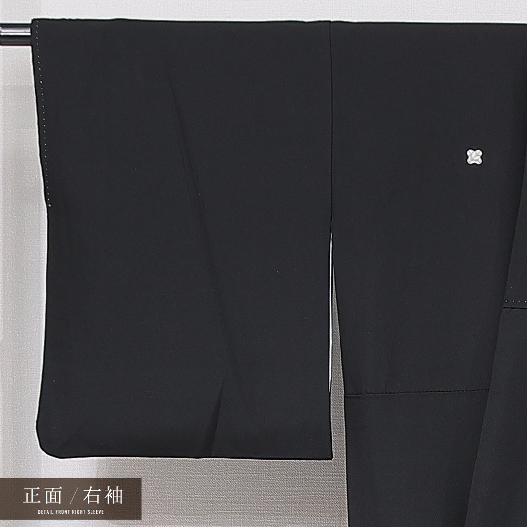 黒留袖 袷 身丈166cm 裄丈65cm 五つ紋 フォーマル Aランク XLサイズ 正絹 比翼仕立て 広衿 扇 菱 牡丹 1211-F0657