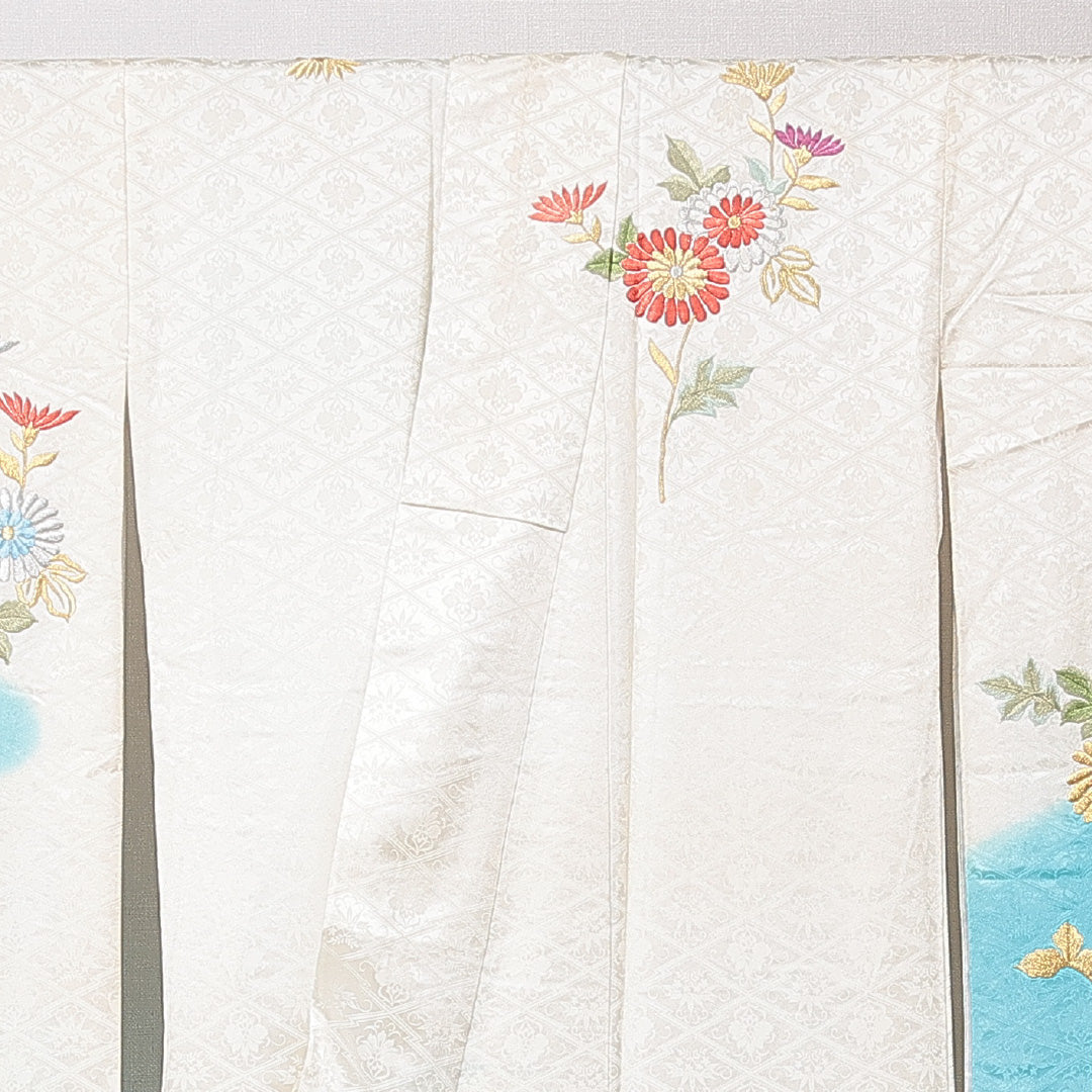 振袖 袷 身丈163cm 裄丈60cm フォーマル Cランク Lサイズ 正絹 広衿 松皮菱 菊 1213-F0672