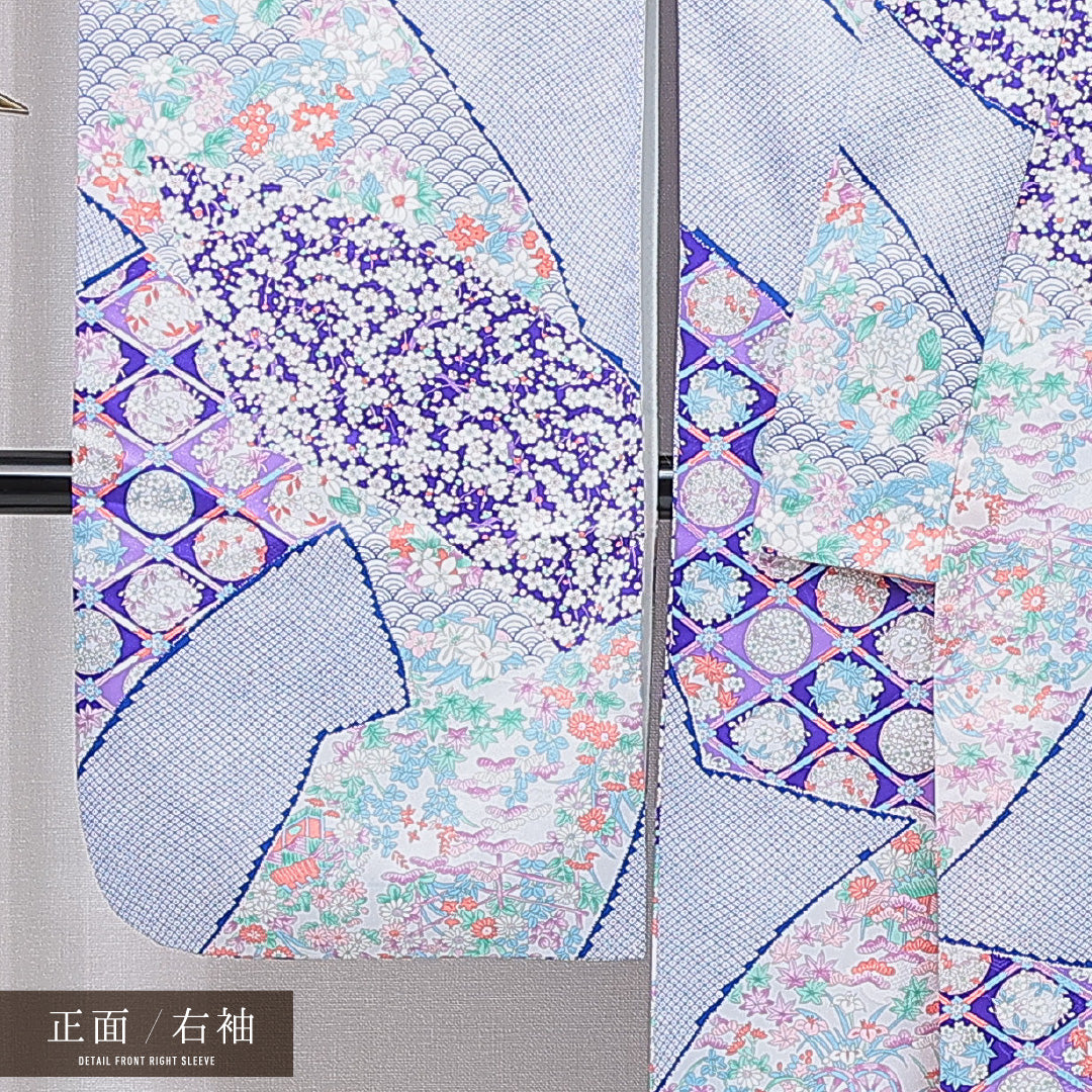 振袖 袷 身丈164cm 裄丈65cm フォーマル Sランク Lサイズ 正絹 広衿 菱 紅葉 1213-F0663