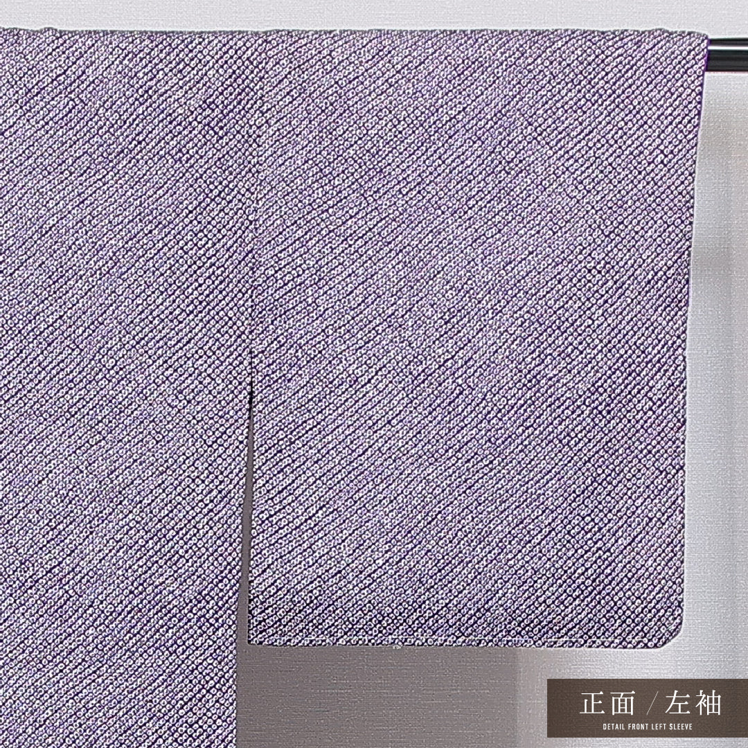 洗える着物 小紋 袷 身丈153cm 裄丈62cm ポリエステル Sランク インフォーマル 広衿 Sサイズ 鹿の子柄 紫系 RP 1221-15988