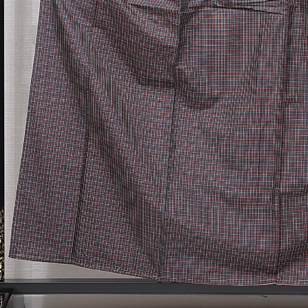 紬(大島紬) 袷 身丈157cm 裄丈62cm 正絹 Cランク Mサイズ 広衿 インフォーマル 格子 多色系 1216-15669