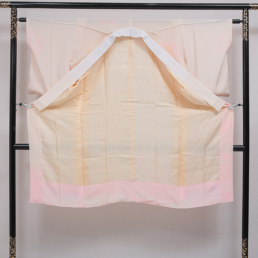 長襦袢 無双袖 身丈123cm 裄丈62cm 正絹 Cランク Sサイズ 花柄 ピンク系 HP 1239-16582