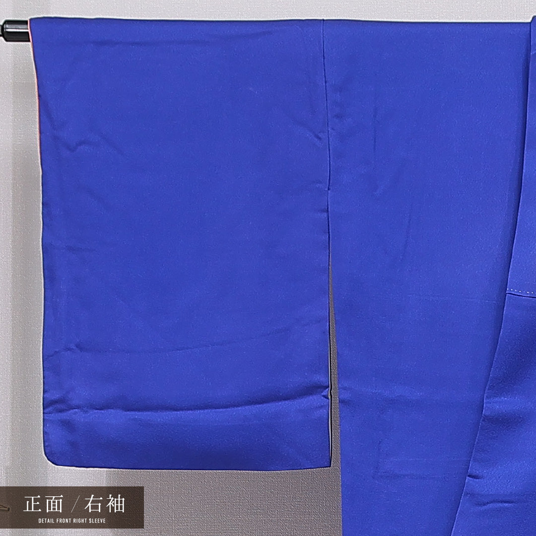 訪問着 袷 身丈166cm 裄丈66cm 正絹 Sランク XLサイズ 広衿 セミフォーマル 几帳 梅 松 青系 1212-15749