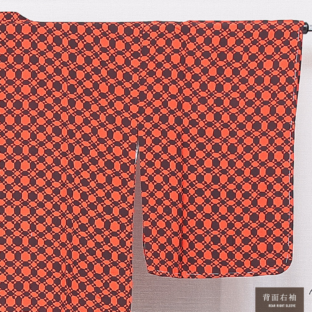 道行コート 袷 身丈83cm 裄丈64cm 正絹 Sランク セミフォーマル Mサイズ ポケットあり 創作柄 赤系 RP 1237-16847