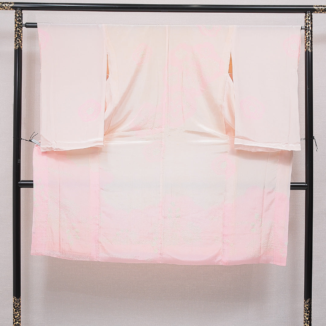 長襦袢 無双袖 身丈127cm 裄丈64cm 正絹 Cランク Mサイズ 部分絞り 桜 ピンク系 HP 1239-16675