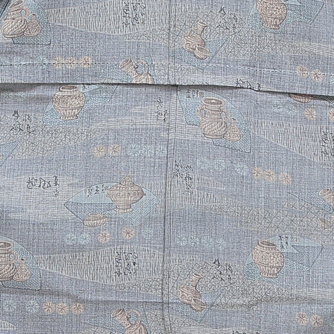 長襦袢 男性用 無双袖 身丈136cm 裄丈60cm 正絹 Bランク Mサイズ 徳利 グレー系 RP 1241-16723