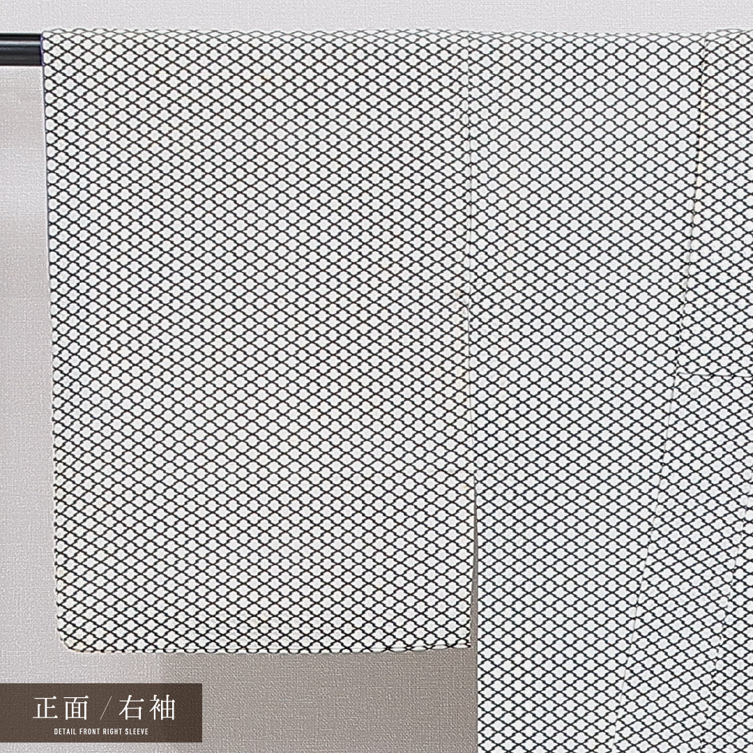 小紋 洗える着物 袷 身丈151cm 裄丈64cm ポリエステル Cランク Sサイズ バチ衿 インフォーマル 松皮菱 朱系 1215-16344