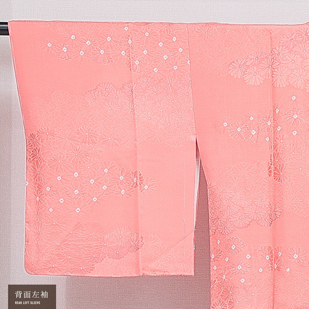 道行コート 袷 身丈85cm 裄丈63cm 正絹 Sランク セミフォーマル Sサイズ 菊 ピンク系 RP 1237-16194