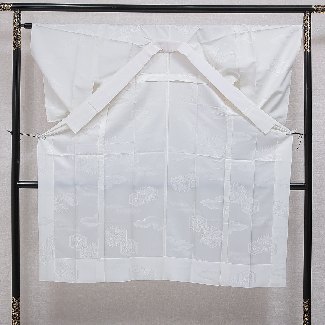 長襦袢 無双袖 身丈137cm 裄丈65cm 正絹 Aランク 2XLサイズ 亀甲 白系 RP 1239-16552