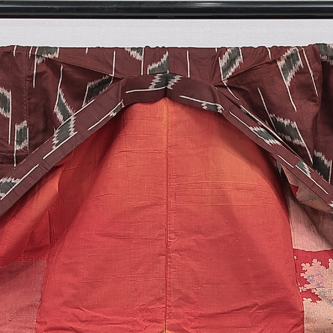 アンティーク 紬 袷 身丈140cm 裄丈61cm 正絹 Cランク 広衿 XSサイズ 絣 茶系 RP 1223-15515