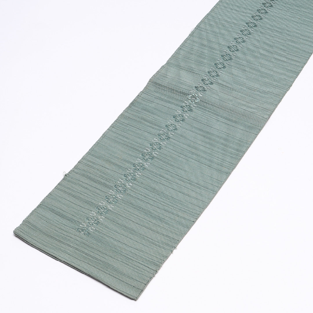 半幅帯(紬) 帯丈328cm カジュアル 小袋帯 全通 Cランク 正絹 創作柄 緑系 1225-00622