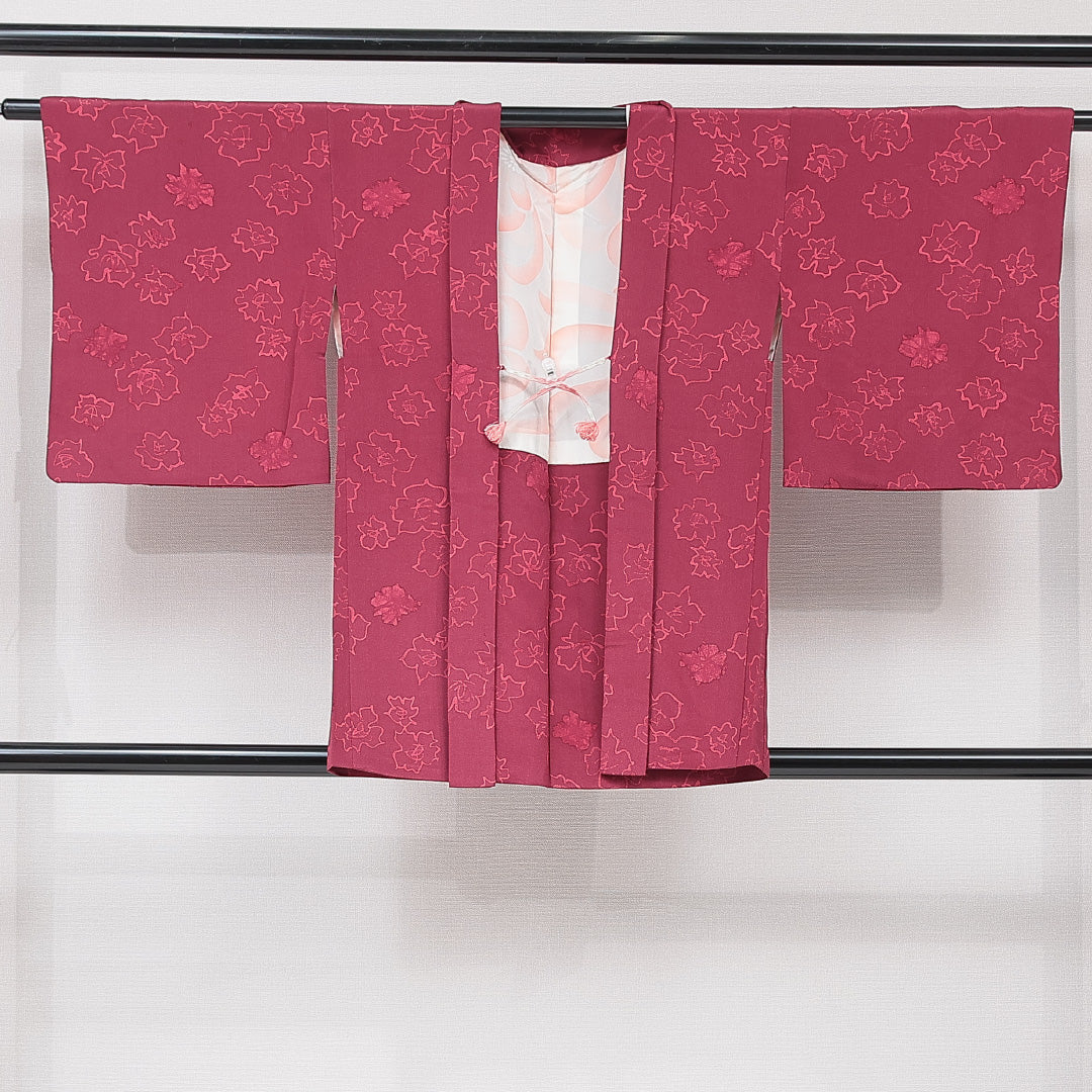 羽織 袷 身丈80cm 裄丈62cm 正絹 Sランク カジュアル Sサイズ 紐あり 桔梗 紫系 RP 1232-15326