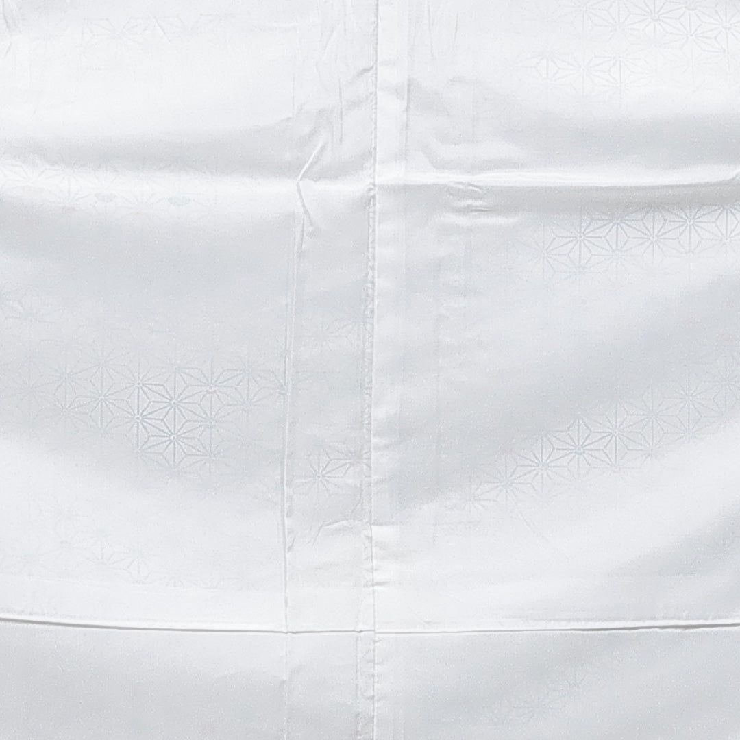 小紋 洗える着物 袷 身丈162cm 裄丈63cm ポリエステル Bランク Lサイズ 広衿 インフォーマル 麻の葉 白系 1215-15798