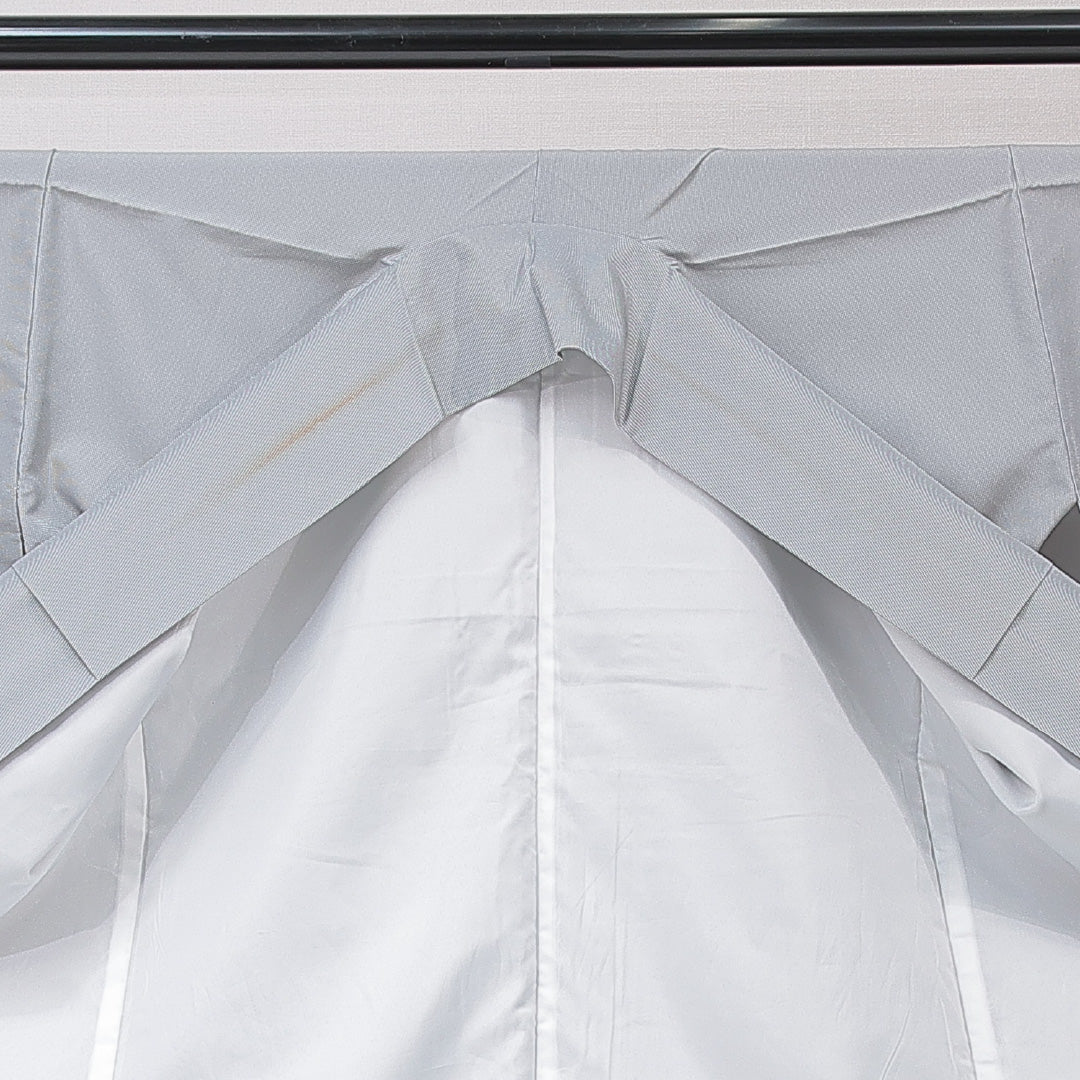 紬 洗える着物 袷 身丈168cm 裄丈67cm ポリエステル Cランク XLサイズ 広衿 カジュアル 縞 グレー系 1216-15193