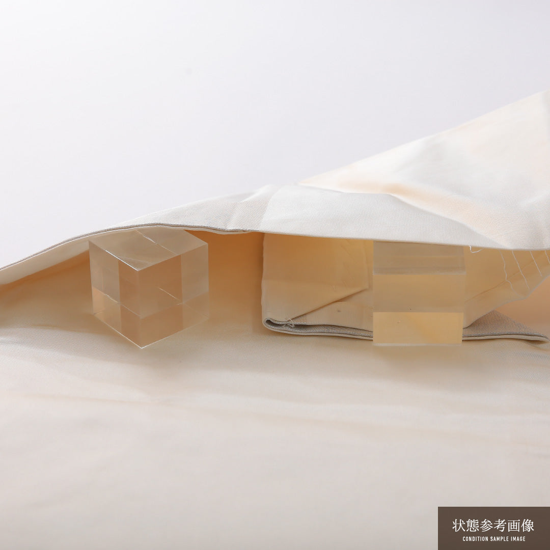 九寸名古屋帯 帯丈361cm セミフォーマル 名古屋仕立て ポイント柄 Dランク 正絹 花車 銀系 1224-03474