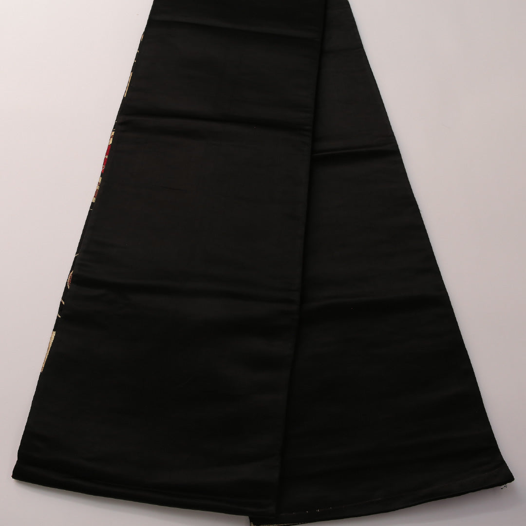 袋帯 帯丈404cm フォーマル 六通 Sランク 正絹 流水 桐 黒系 金系 1223-01895