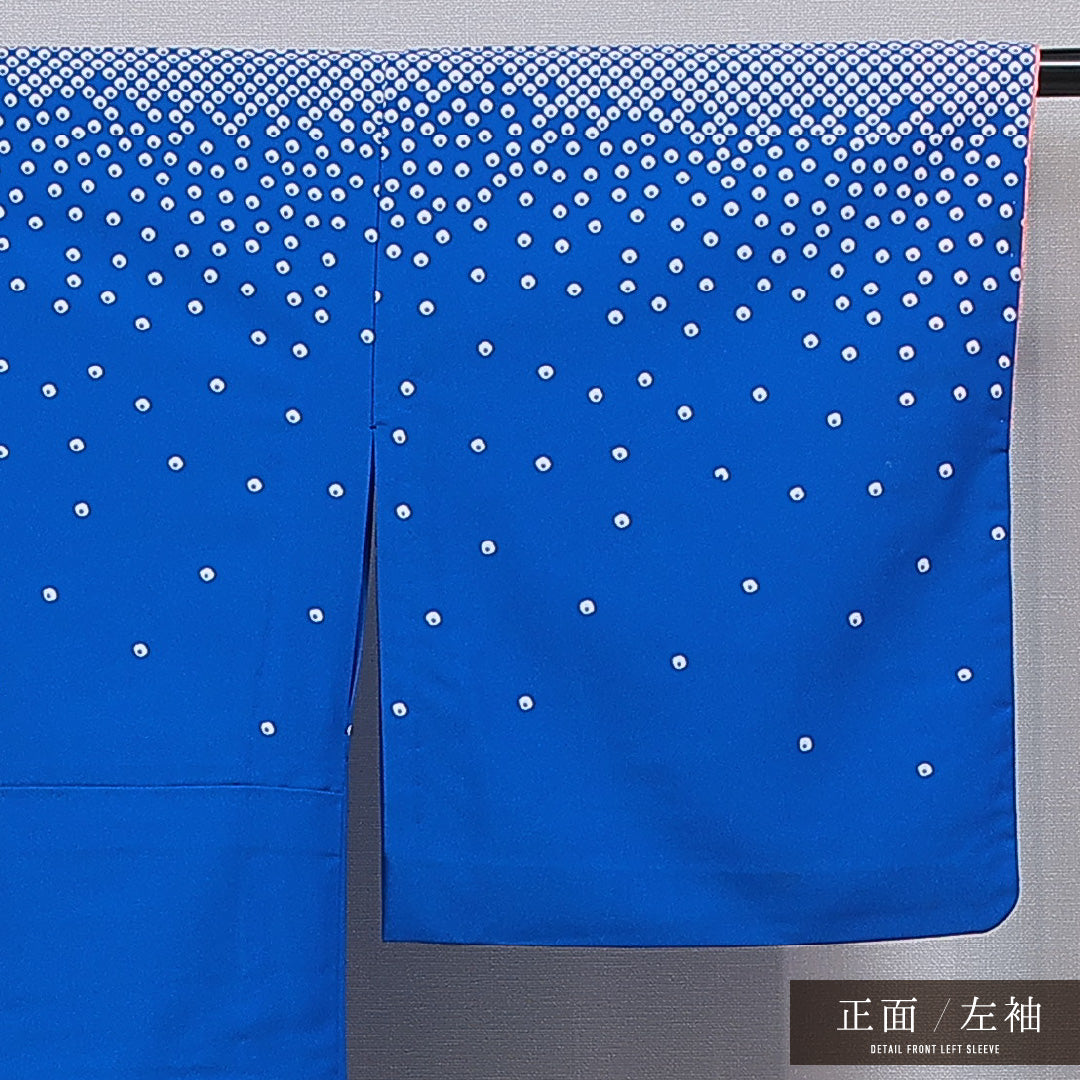 付下げ 洗える着物 胴抜き 身丈160cm 裄丈66cm ポリエステル Aランク Lサイズ バチ衿 インフォーマル 鹿の子 創作柄 青系 1261-16356