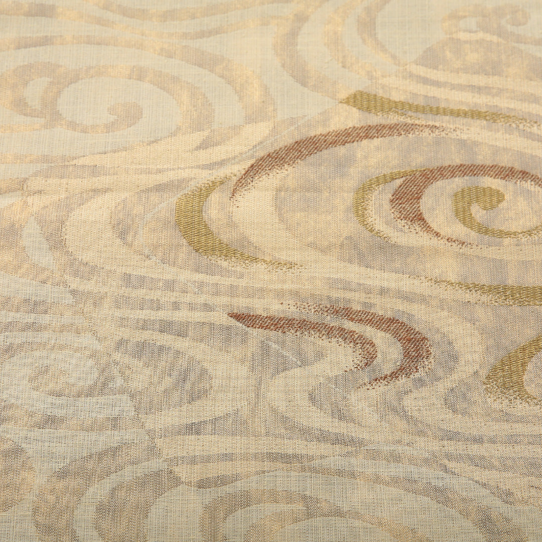 袋帯 帯丈442cm セミフォーマル 六通 Sランク 正絹 渦巻 クリーム系 1223-02080