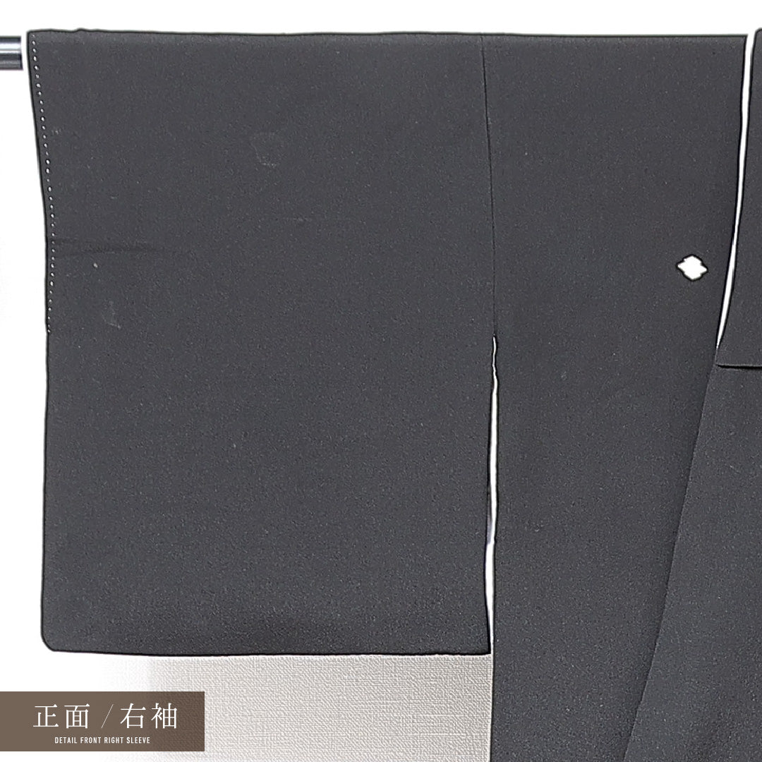 黒留袖 袷 身丈157cm 裄丈64cm 五つ紋 松川菱 フォーマル Cランク Mサイズ 正絹 比翼仕立て 広衿 菊 1211-F0708