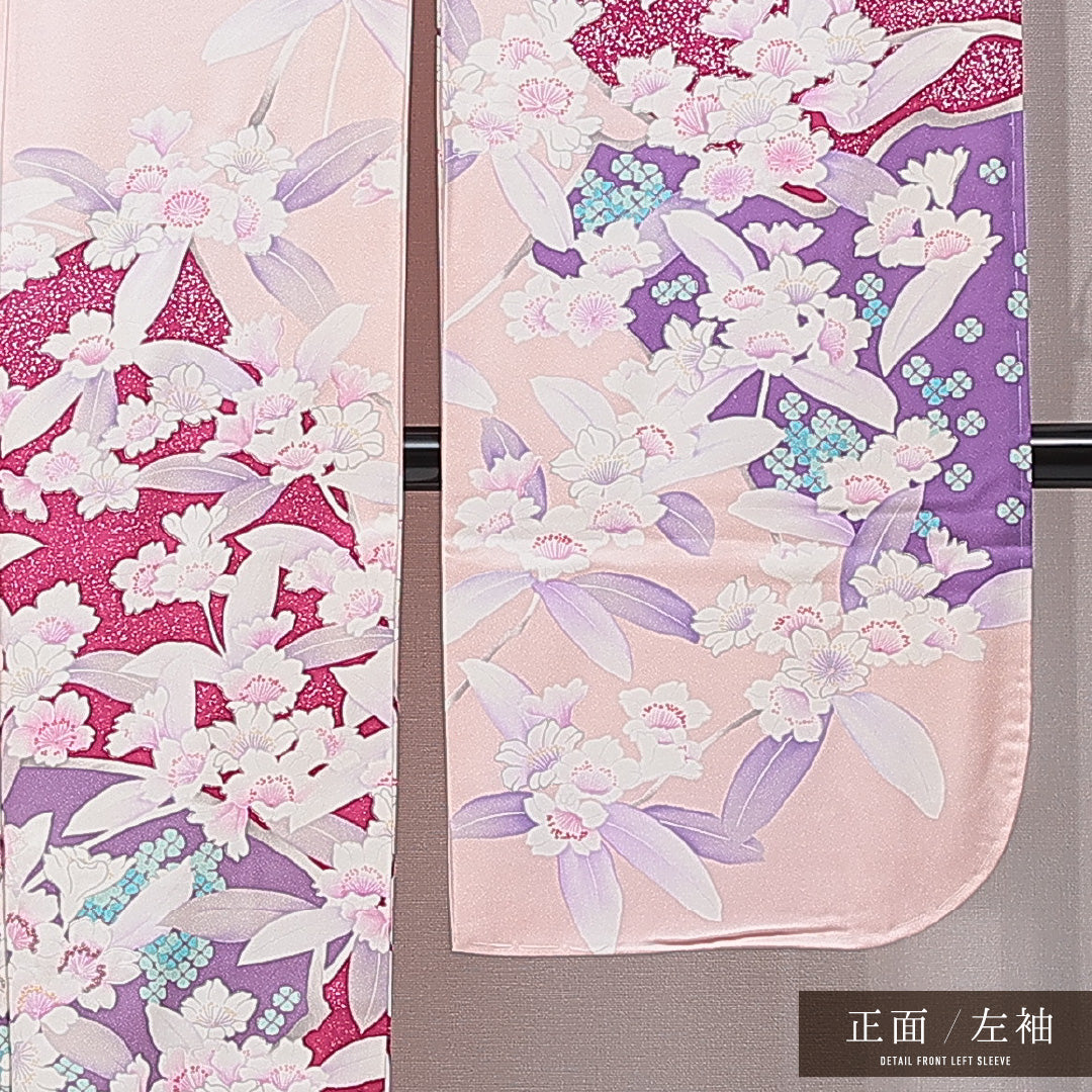 振袖 袷 身丈163cm 裄丈65cm フォーマル Aランク Lサイズ 正絹 広衿 桜 1213-F0731