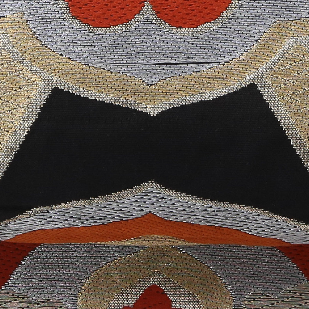 アンティーク 袋帯 帯丈400cm 六通 Aランク 正絹 鏡裏文 黒系 1223-02088