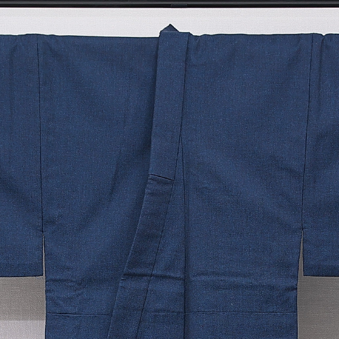 ウールの男着物 単衣 身丈146cm 裄丈70cm ウール 洗える着物 Sランク カジュアル 棒衿 Lサイズ 無地 シック 落ち着き 紺系 M4 1224-15762