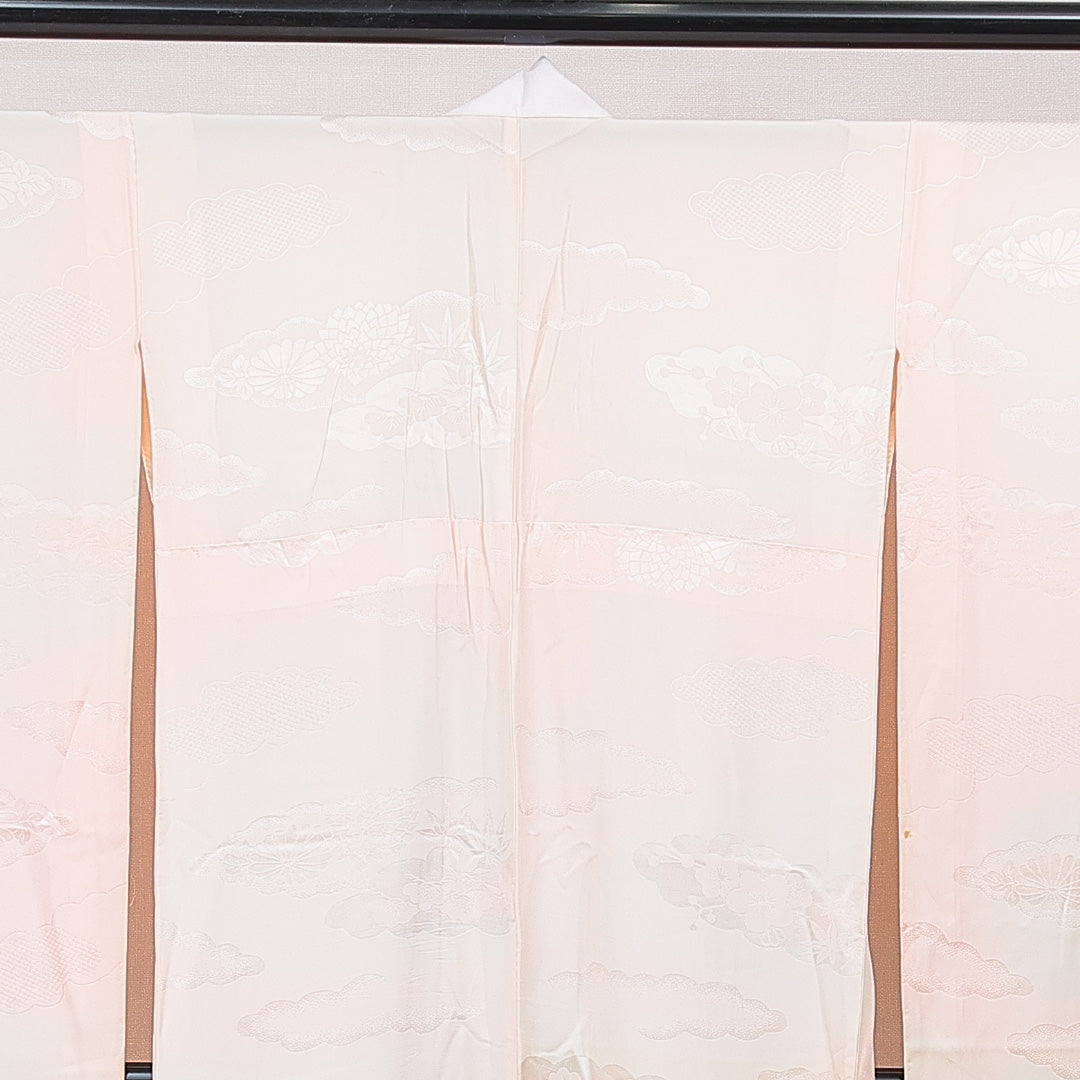 振袖用 長襦袢 無双袖 身丈123cm 裄丈62cm 正絹 Bランク Sサイズ 梅 ピンク系 RP 1240-15388