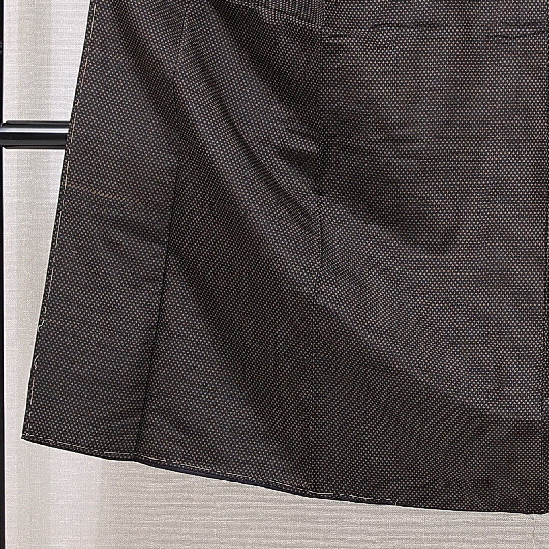 男着物 袷 身丈133cm 裄丈63cm 正絹 Sランク カジュアル 棒衿 XSサイズ 十字絣 茶系 RP 1224-15059
