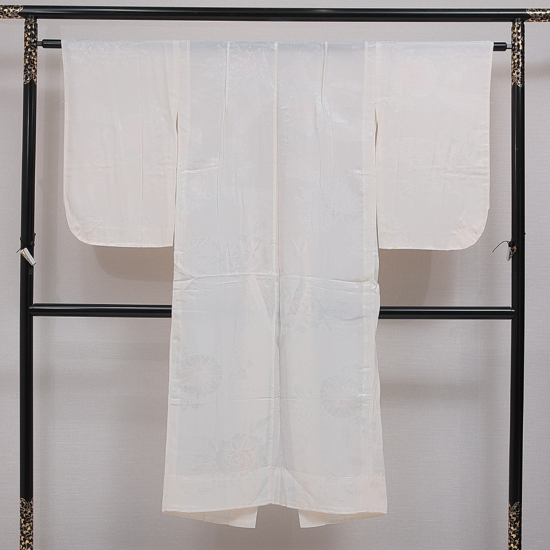 長襦袢 無双袖 身丈138cm 裄丈61cm 正絹 Bランク 2XLサイズ 菊 ピンク系 RP 1239-16612