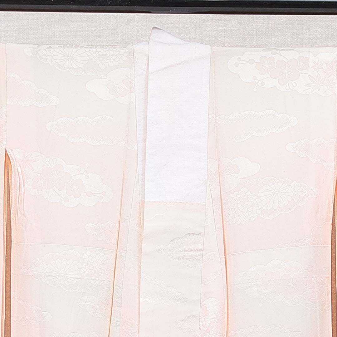 振袖用 長襦袢 無双袖 身丈123cm 裄丈62cm 正絹 Bランク Sサイズ 梅 ピンク系 RP 1240-15388
