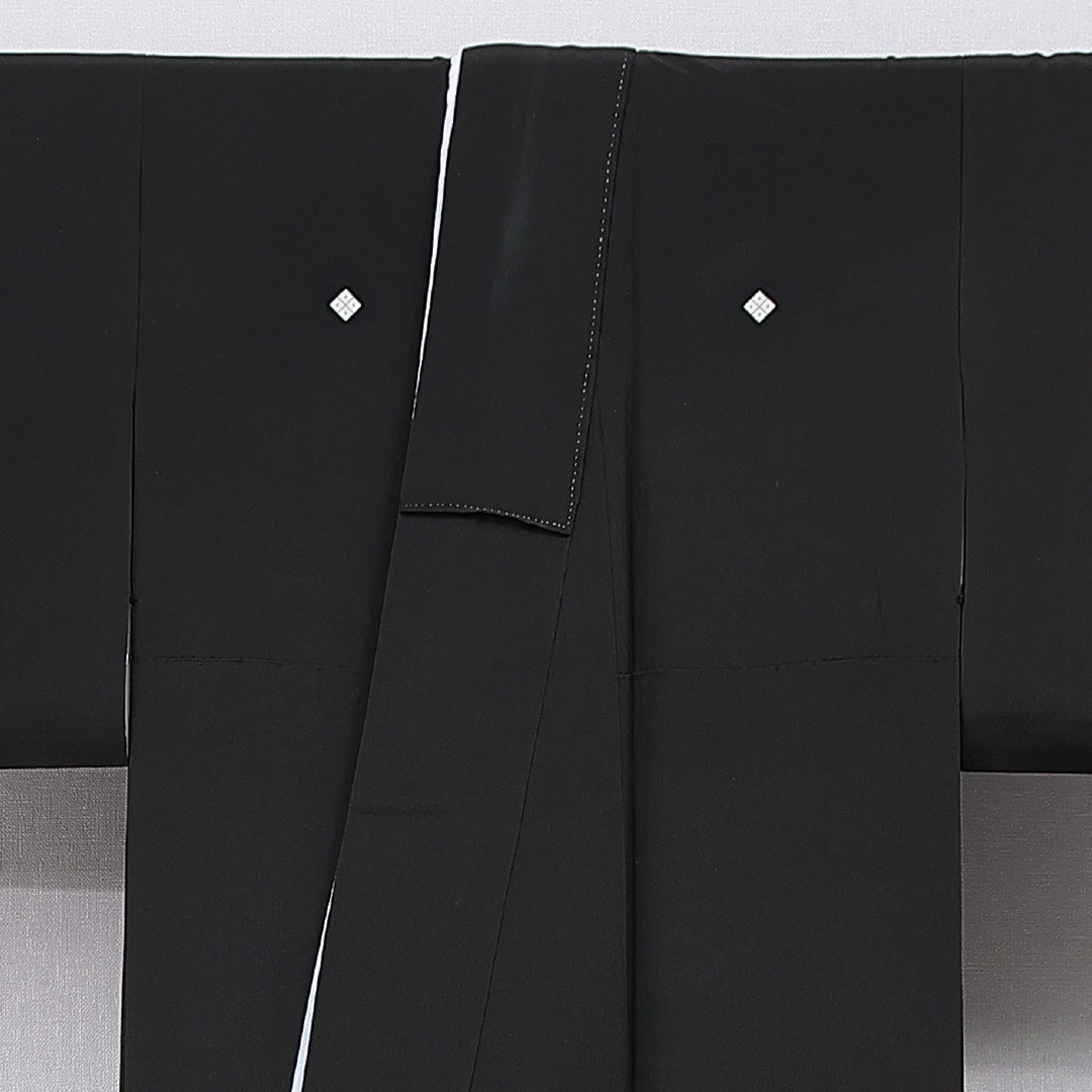 黒留袖 袷 身丈157cm 裄丈62cm 五つ紋 四ツ目菱 フォーマル Cランク Mサイズ 正絹 比翼仕立て 広衿 雉 松 1211-F0765