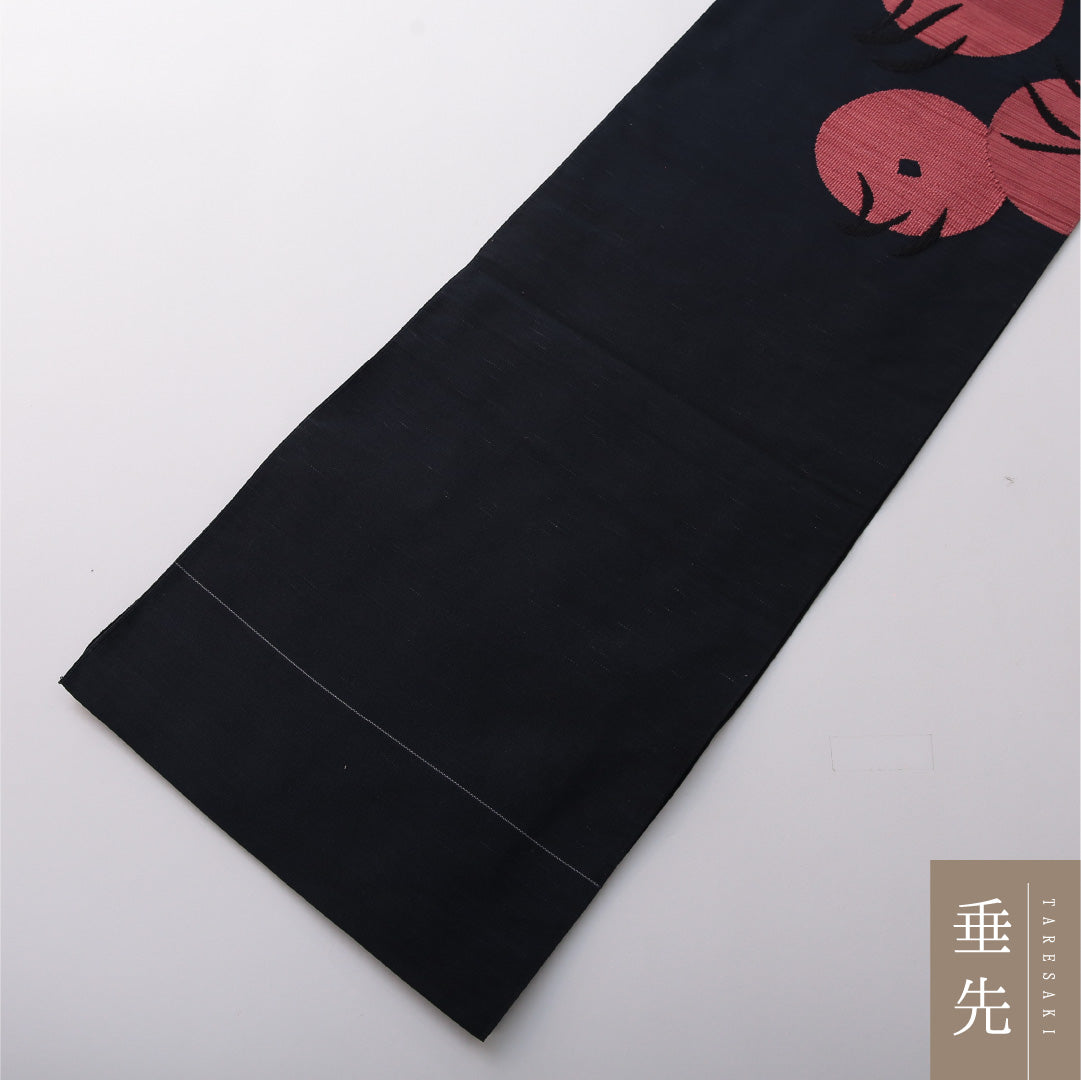 八寸名古屋帯 帯丈356cm カジュアル 松葉仕立て ポイント柄 帯芯なし Aランク 正絹 創作柄 紺系 1224-03509