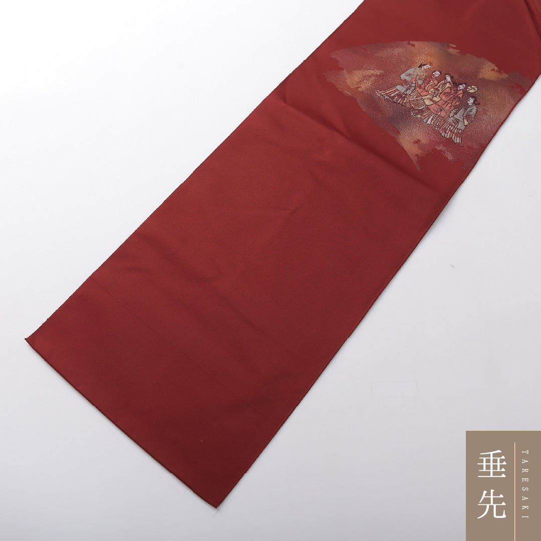 八寸名古屋帯 Aランク 帯丈377cm 正絹 ポイント柄 名古屋仕立て 織り インフォーマル 大和美人文 茶系 M4 1245-03682