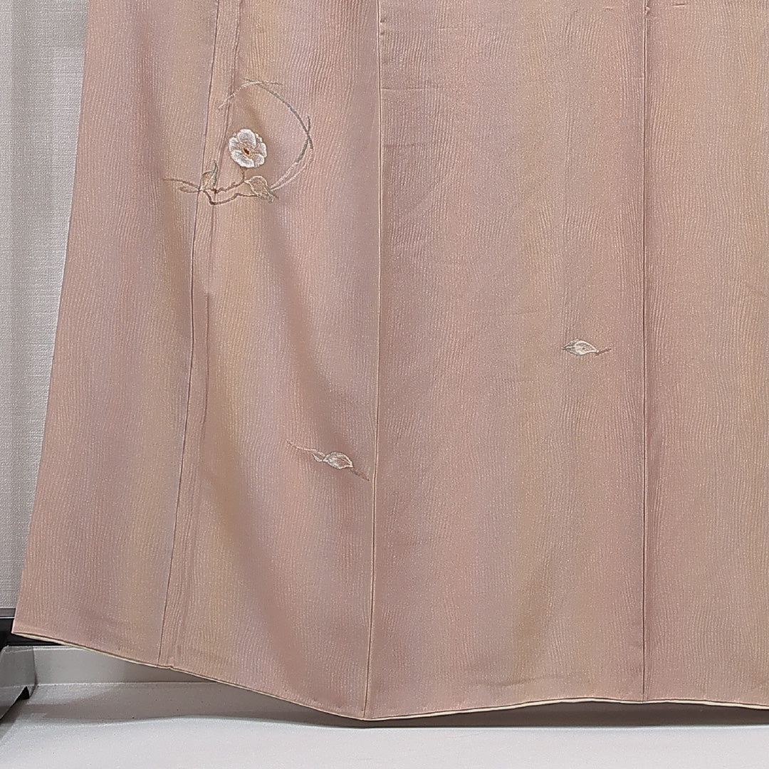 付下げ 袷 身丈160cm 裄丈62cm 正絹 Aランク インフォーマル 広衿 Lサイズ 椿 茶系 RP 1218-15420