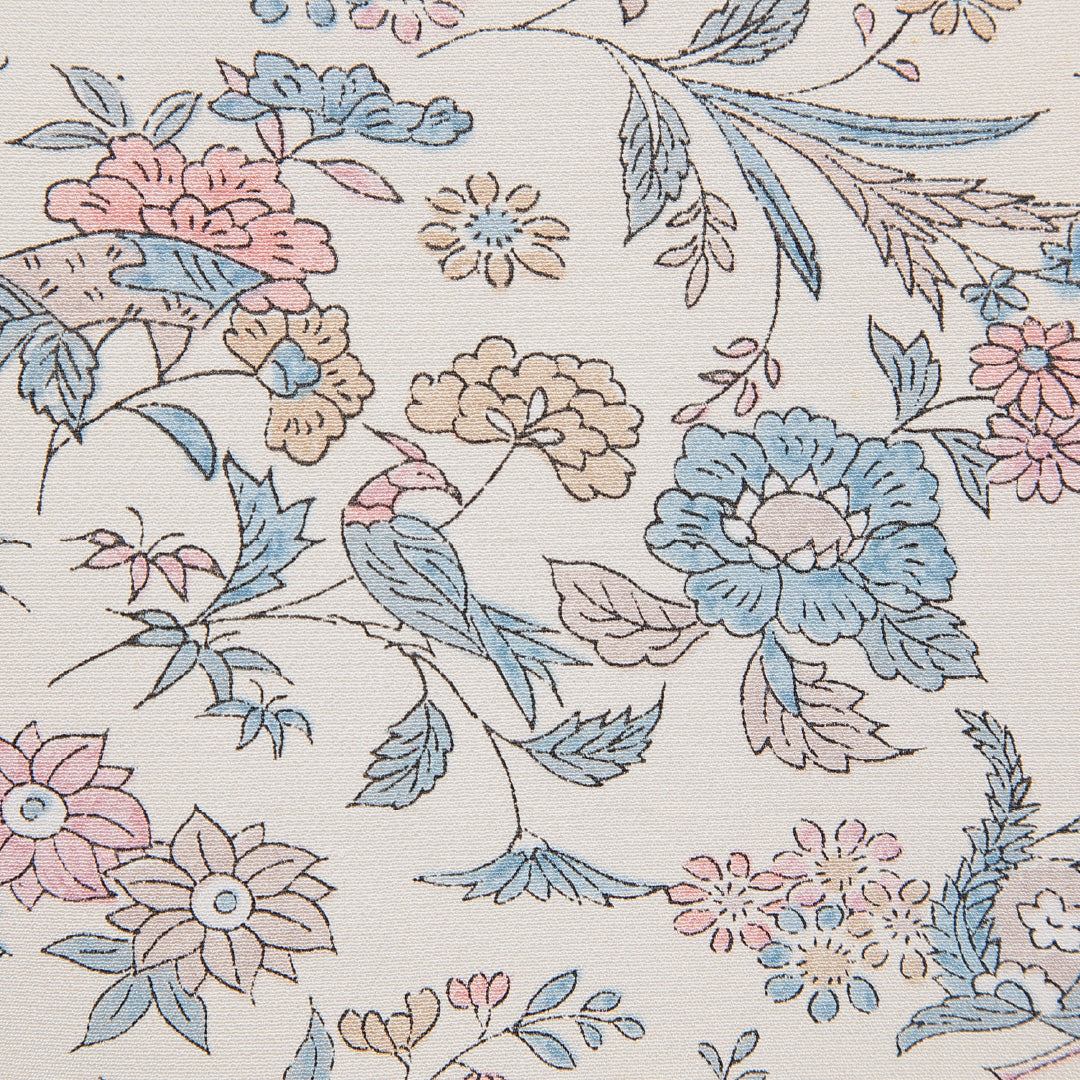 小紋 洗える着物 袷 身丈158cm 裄丈63cm ポリエステル Cランク Mサイズ 広衿 インフォーマル 菊 クリーム系 1215-15810