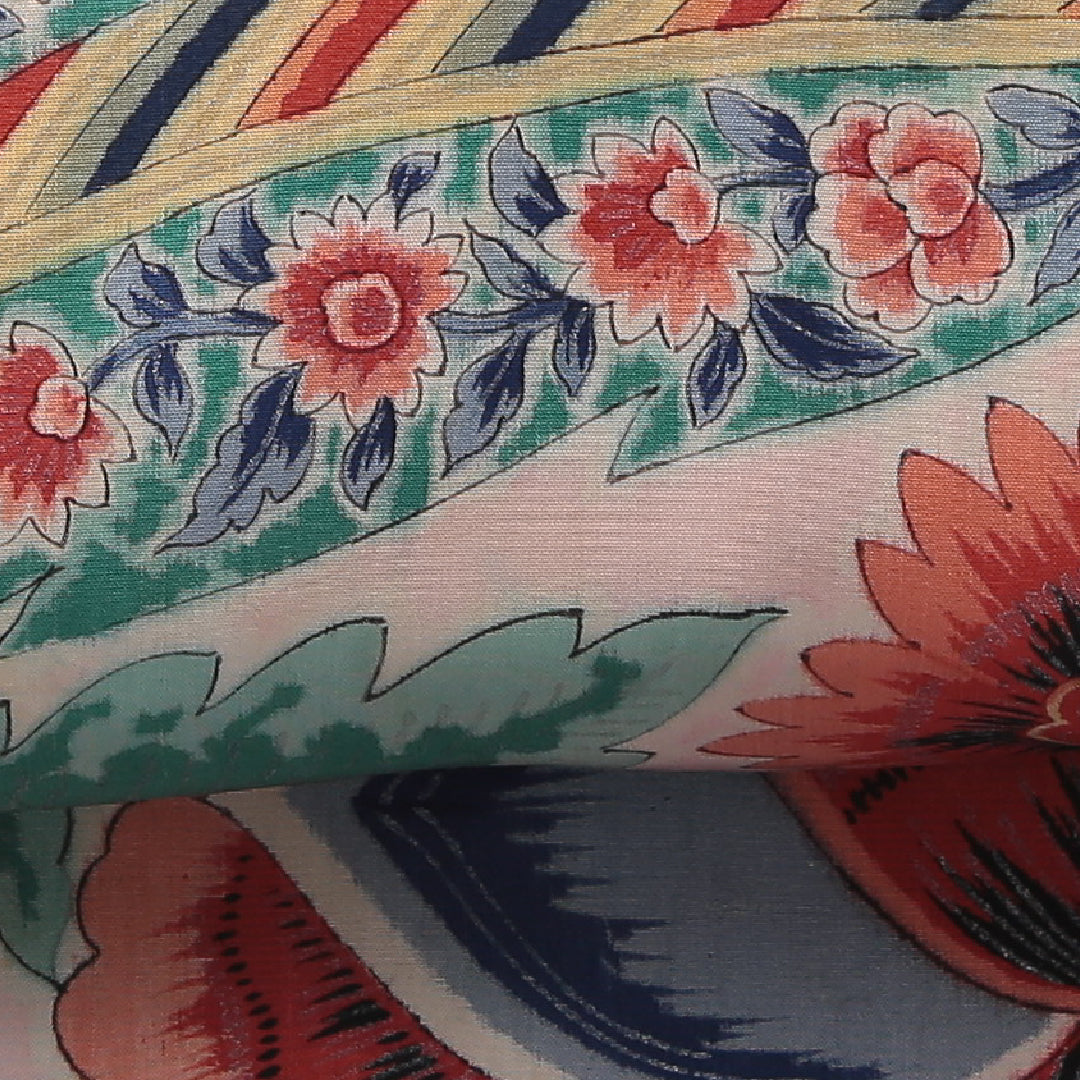 アンティーク 九寸名古屋帯 帯丈333cm 名古屋仕立て 全通 Bランク 正絹 染め帯 花柄 植物柄 ピンク系 1224-03882