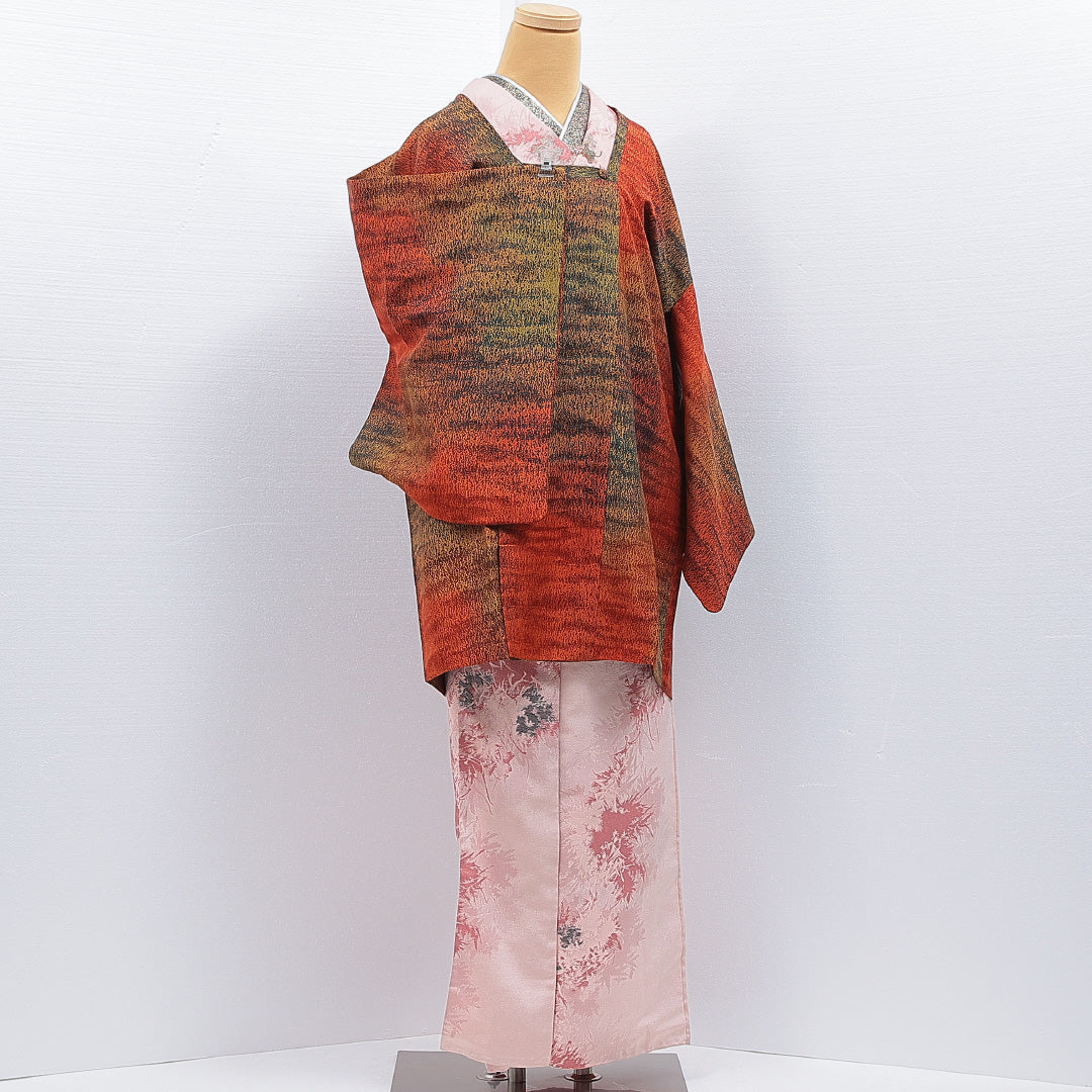 道行コート 袷 身丈86cm 裄丈63cm 正絹 Sランク Sサイズ セミフォーマル ポケットあり 抽象柄 多色系 1263-16865