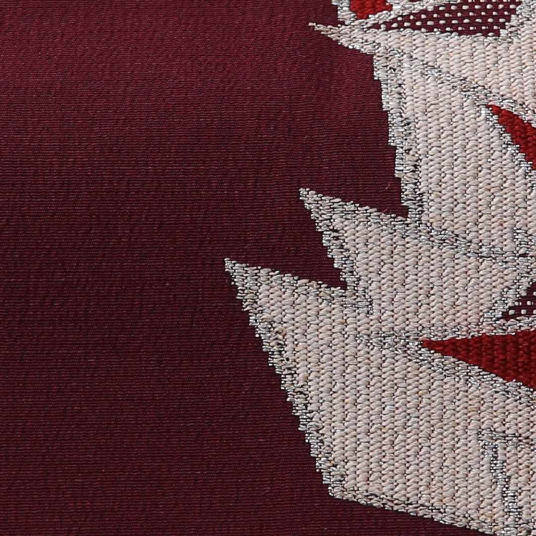 九寸名古屋帯 帯丈345cm カジュアル 名古屋仕立て ポイント柄 Cランク 正絹 創作柄 紫系 赤系 1224-03610