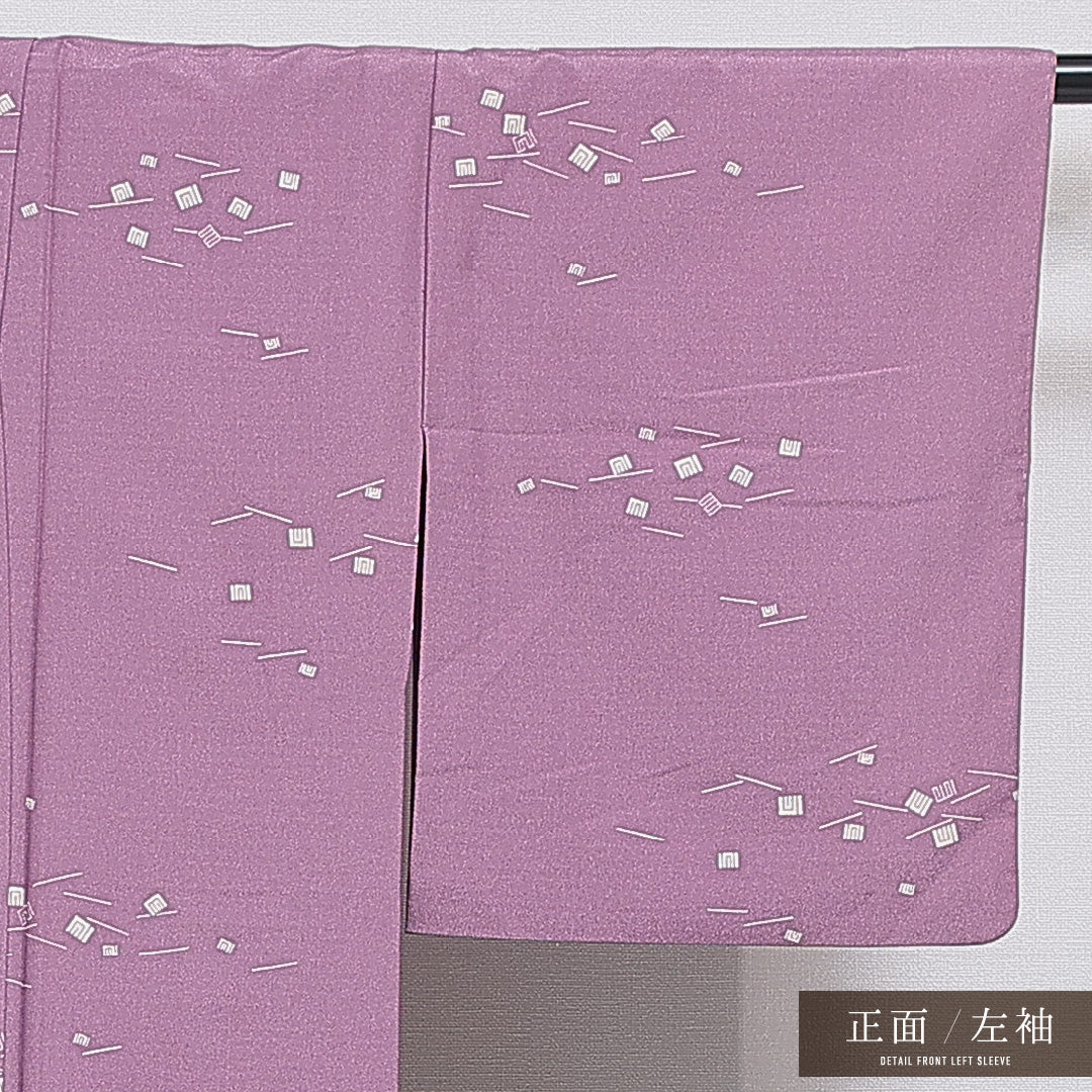 洗える着物 小紋 胴抜き 身丈150cm 裄丈61cm ポリエステル Sランク インフォーマル バチ衿 Sサイズ 源氏香 紫系 RP 1221-16224