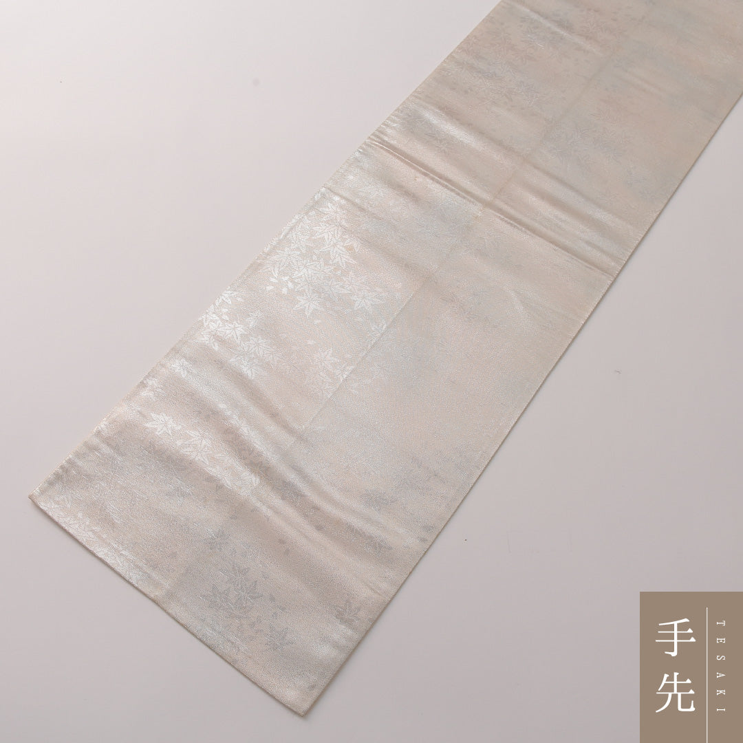 袋帯 帯丈422cm 正絹 ポイント柄 セミフォーマル 童 落款 銀系 ピンク系 1243-01877